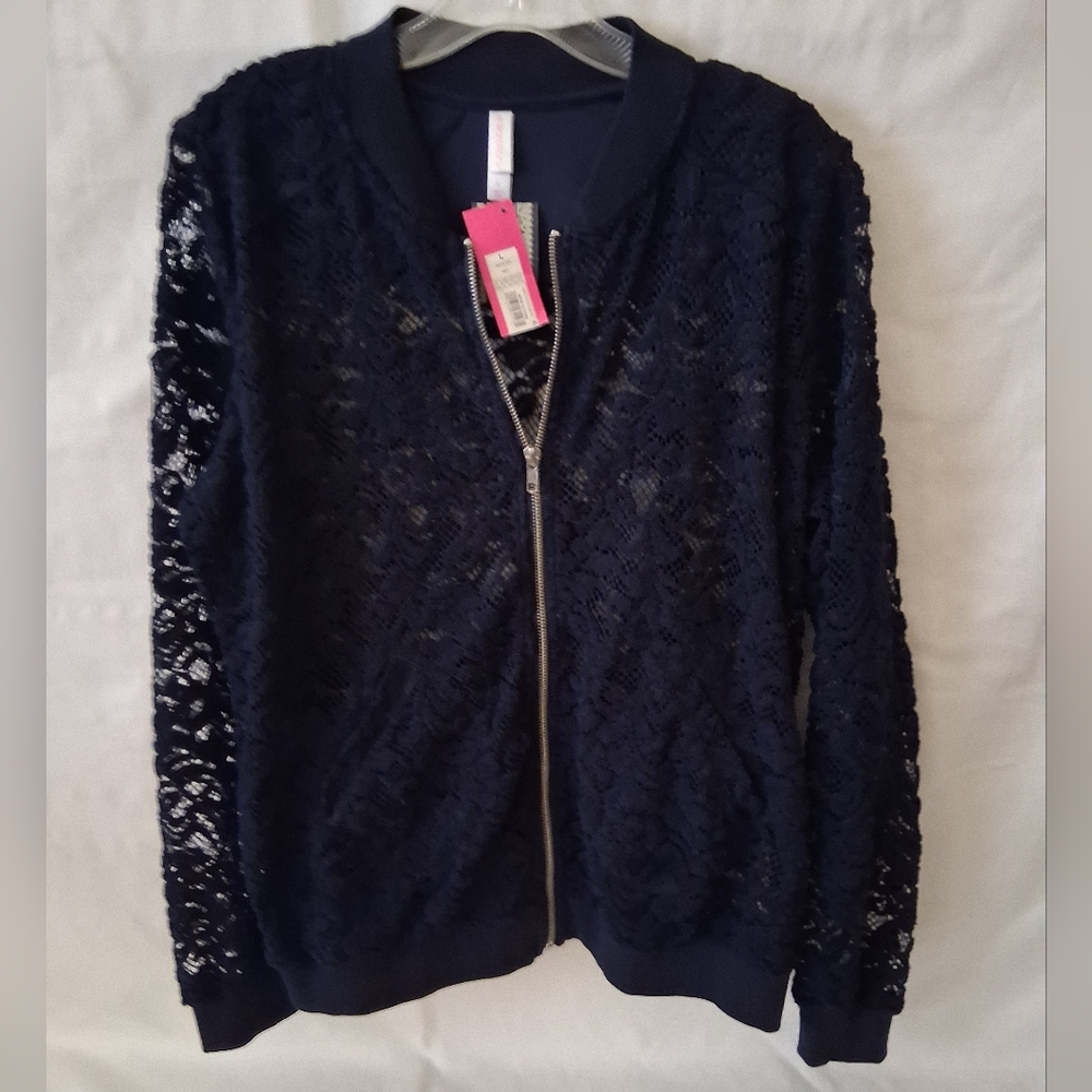 NWT Xhilaration Navy Lace Bomber Jacket